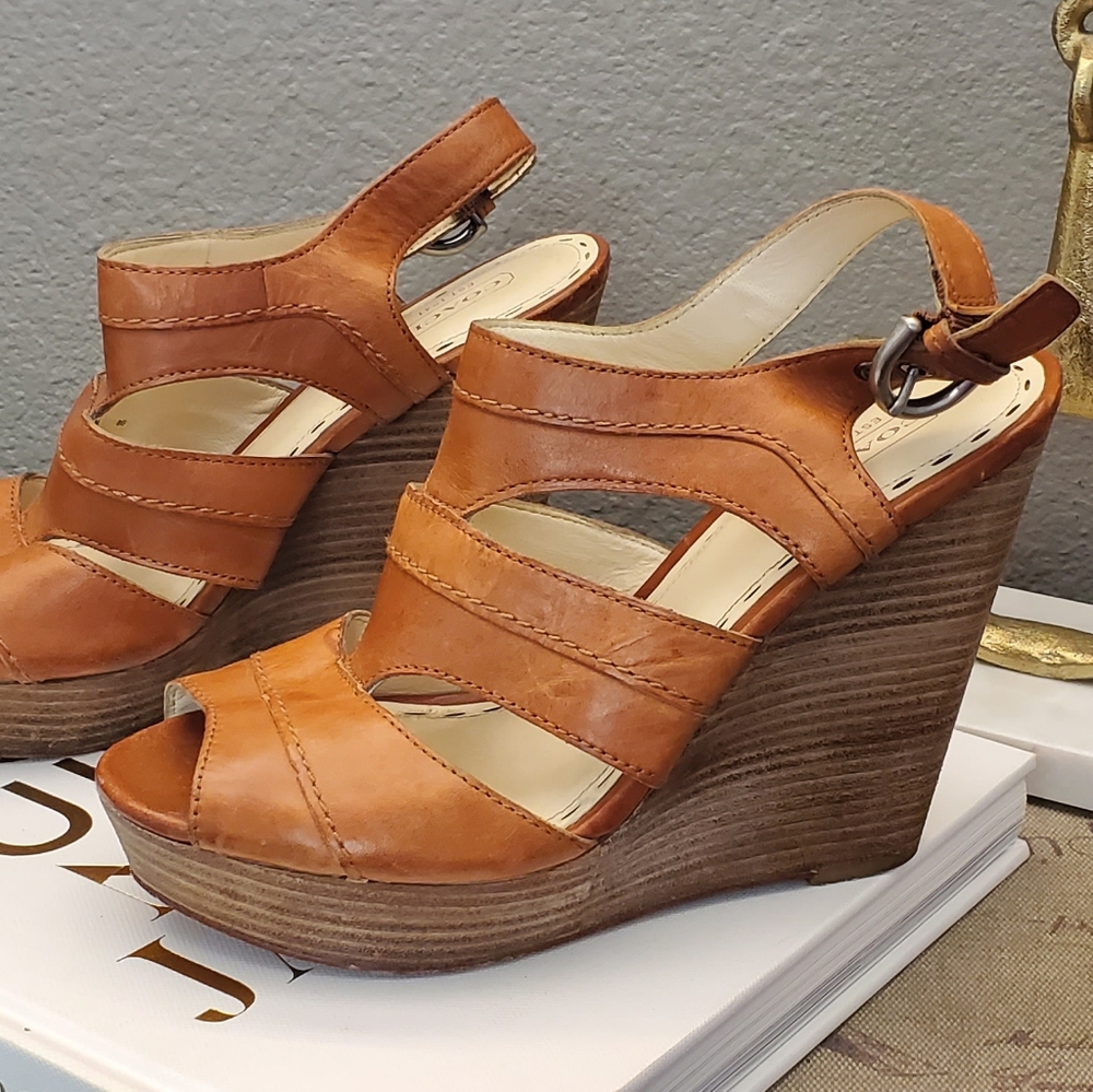 Coach Jazlyn Vegan Leather Wedge Heels 8M